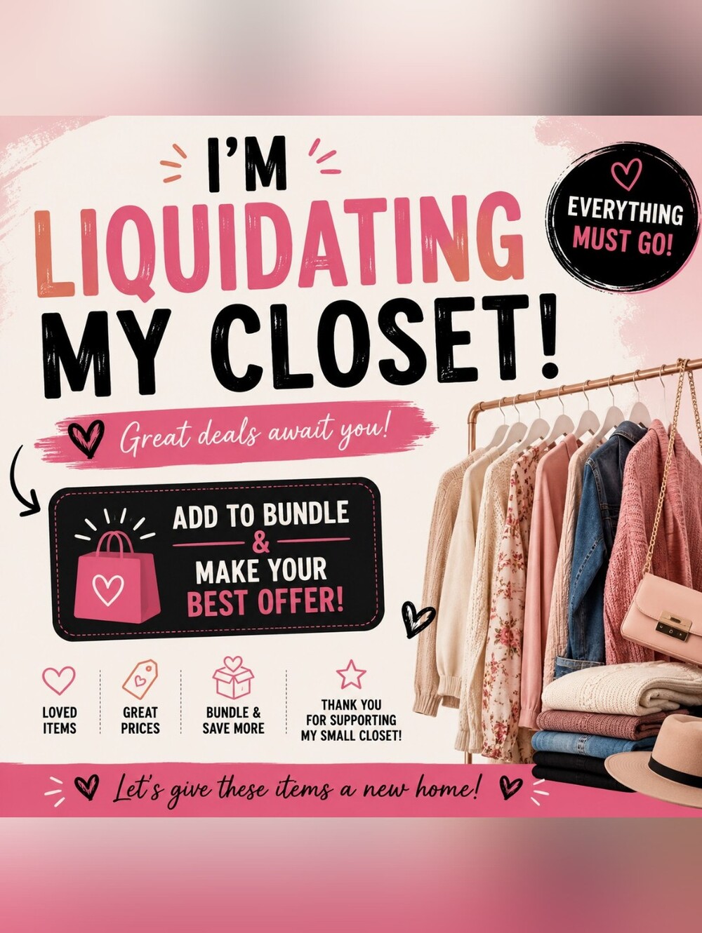 Closet Liquidation Graphic - Pink & Black Sale Sign